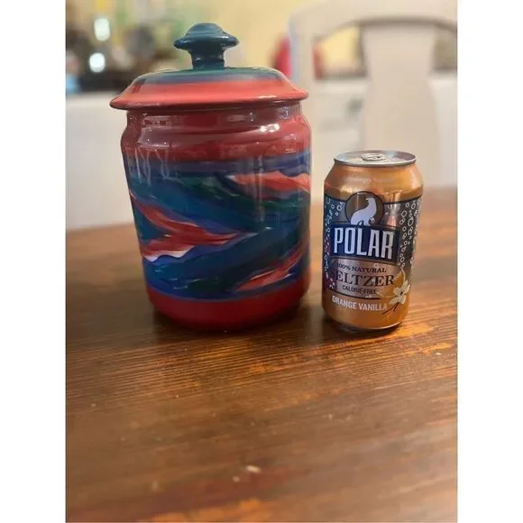 Gail Pittman 1988 “Flame” 1988 Large Canister with Lid Abstract Ceramic Pottery - Picture 9 of 9